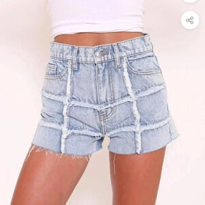 REVICE OC Cutoffs / 4Ever Shorts Size 26 Frayed Grid Detail High Waisted Cotton